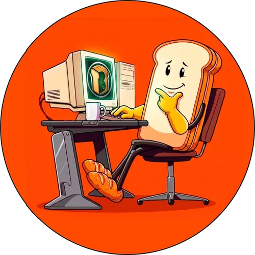 KSBravo mascot at a computer